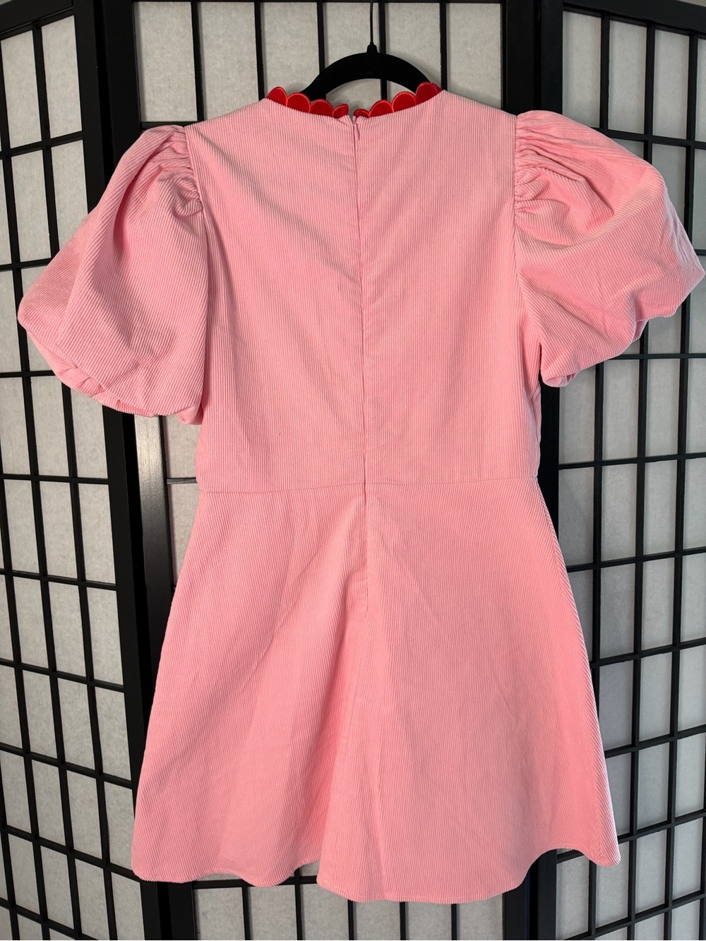 Love Bug Corduroy Dress by TCEC Puff Sleeve Mini with Red Trim Medium - Picture 3 of 10